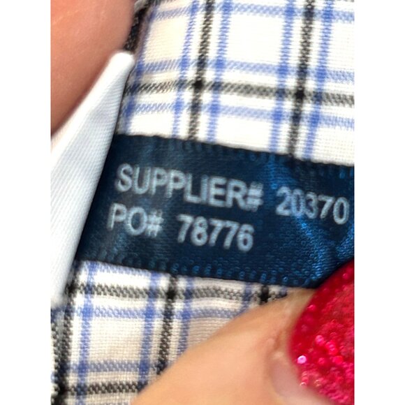 Ralph Lauren Men’s Button Down Shirt L Short Sleeve Plaid White Blue Black Check - Picture 9 of 10